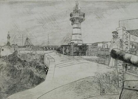 Entrance to Dover Harbour, Anthony Gross, etching